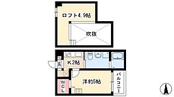 La Terre庄内通 1階1Kの間取り