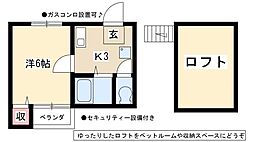 CLAUDIA浄心 2階1Kの間取り