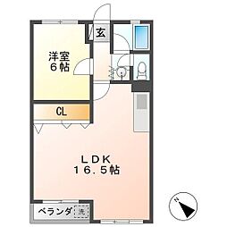 山木ハイツ 4階1LDKの間取り