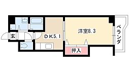 レジデンス黒龍 3階1DKの間取り