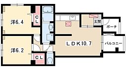 ミニヨン・レジデンス 1階2LDKの間取り