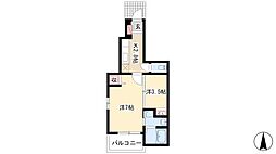 ヴィスタレジーナ 1階1Kの間取り