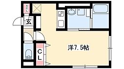 LUORE平安 4階ワンルームの間取り