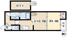 ハーモニーテラス押切 2階1LDKの間取り