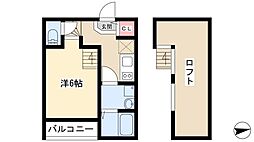 リヴェール 2階1Kの間取り