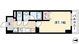 ドゥナーレ辻町 2階1Kの間取り