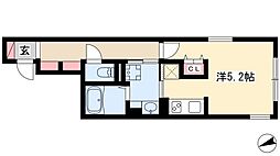 LUORE城西 2階1Kの間取り