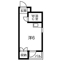 ラ・メゾンパシフィック芳野 2階ワンルームの間取り