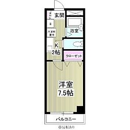 CASA児玉 4階1Kの間取り