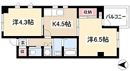 スーリヤ庄内通 3階2Kの間取り