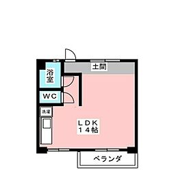 ザ・スクエア 2階ワンルームの間取り