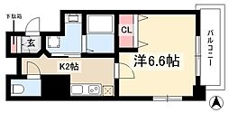 THE RESIDENCE SHIGAHONDORI 4階1Kの間取り