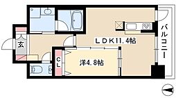 GK fan レジデンス 2階1LDKの間取り