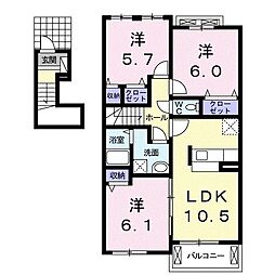 ＬＵＳＨ 2階3LDKの間取り
