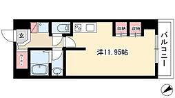 クリサスレジデンス枇杷島 3階ワンルームの間取り
