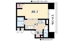 ヒルズ花の木 7階1Kの間取り