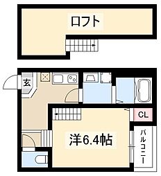 ロイヤルクレスト天塚町 2階1Kの間取り