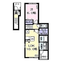 プラシード2 1LDKの間取図画像
