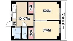 レジデンス大野木 2DKの間取図画像