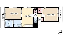 ドリームハイツ南堀越 2DKの間取図画像