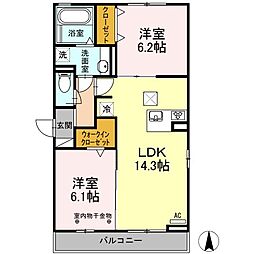 セジュール庄内 2LDKの間取図画像
