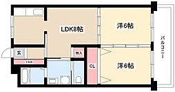 第二若葉ビル 2DKの間取図画像