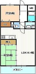 グレイス犬飼 2LDKの間取図画像