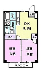 コーポルミエール 2DKの間取図画像