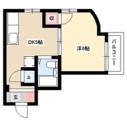 サウスタウン上飯田 1DKの間取図画像