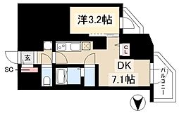 プレリス花の木オルディア 1DKの間取図画像