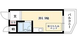 カーサ柳原 ワンルームの間取図画像