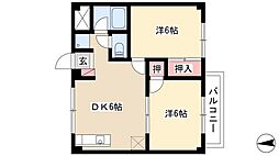 サンハイツ・たけだ 2DKの間取図画像