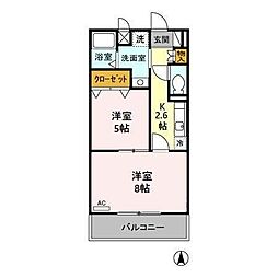 SKYPIA江向 2Kの間取図画像