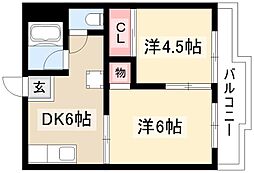 コーポかとれあ 2DKの間取図画像