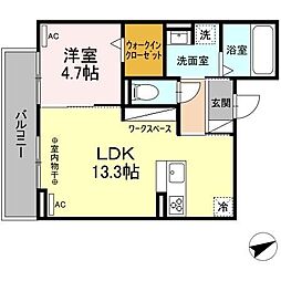 コンフォール白菊 1LDKの間取図画像