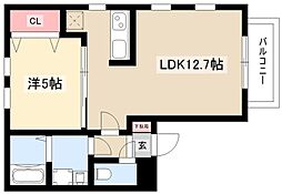 メイプル 1LDKの間取図画像