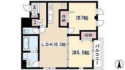 アメニティ幅下 2LDKの間取図画像