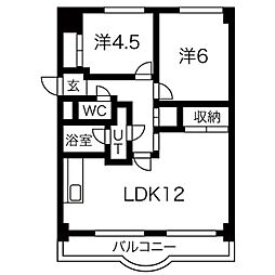 庄内パークハイツ 2LDKの間取図画像