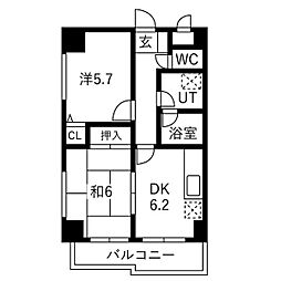 サンプラーザ花の木 2DKの間取図画像