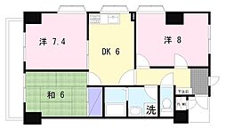モナークマンション相模原 3DKの間取り