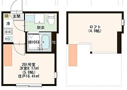 ハーモニーテラス関町北III 2階ワンルームの間取り