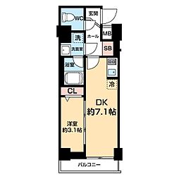 YIELD OUJIKAMIYA 6階1DKの間取り