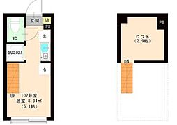エスペランサ 平井 1階ワンルームの間取り