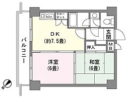 パノラマ・ビュー・白子 2DKの間取図画像