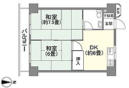 センチュリー御宿シーサイド 2DKの間取図画像