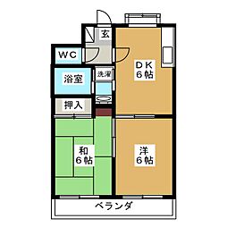 カーソルサヴァリンナ 1階2DKの間取り