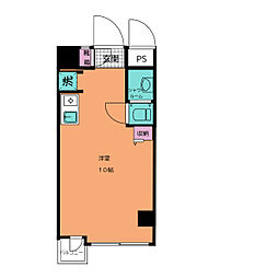 ムツミビル 3階ワンルームの間取り