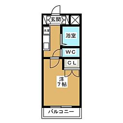 レジディア浦安 5階1Kの間取り