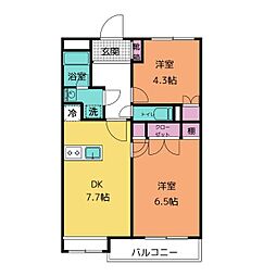 ハイツ浦安 1階2DKの間取り