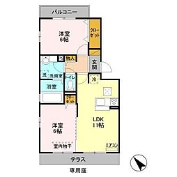 AlbaGrande 1階2LDKの間取り